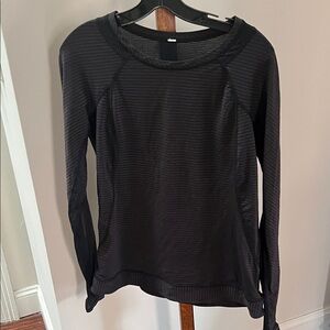 lululemon athletica Black Striped Long Sleeve Top 10